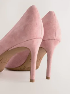 Rose en daim rose - Chaussures de milieu de terrain en cuir