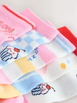 Rose et bleu - Lot de 5 paires de chaussettes en coton riche en crêpe