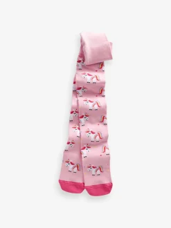 Rose et bleu marine - Lots de 3 paires de collants Licorne en coton riche