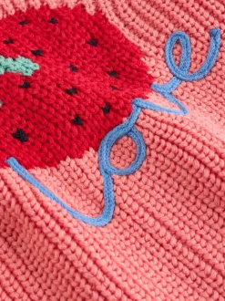 Rose fraise - Cardigan à dos brodé bébé (0mois-2ans)