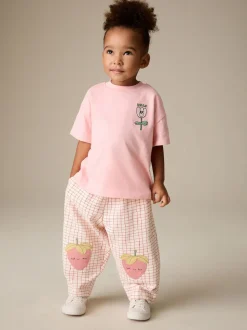 Rose fraise - Pantalons avec ornements style tonneau (3mois-7ans)