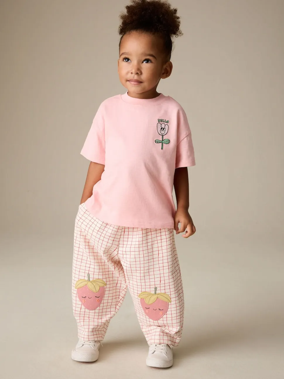 Rose fraise - Pantalons avec ornements style tonneau (3mois-7ans)