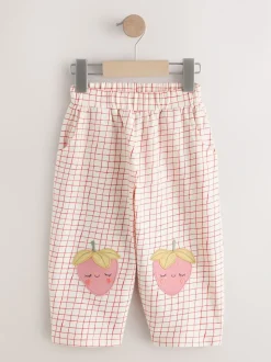 Rose fraise - Pantalons avec ornements style tonneau (3mois-7ans)