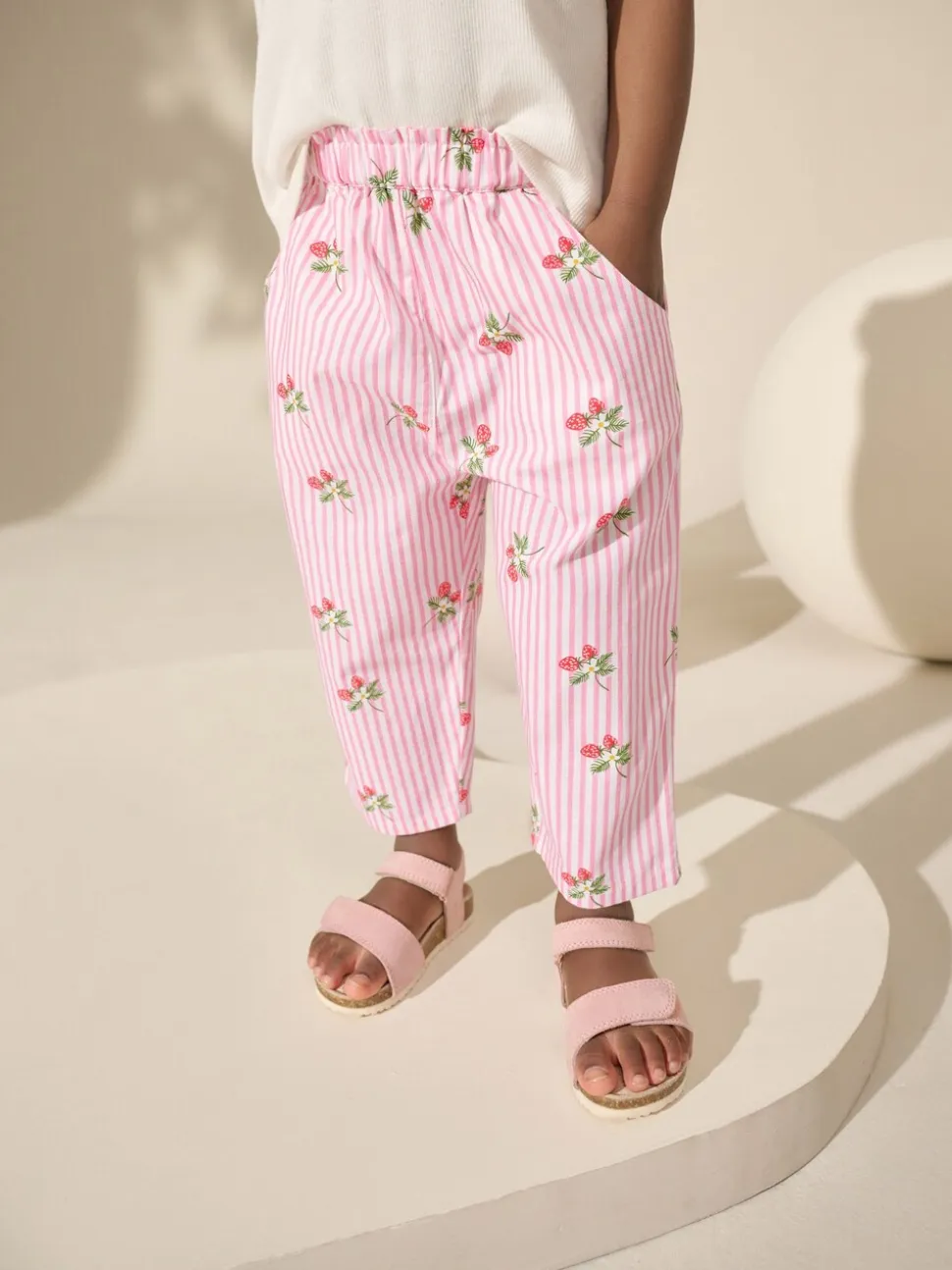 Rose fraise Imprimé - Pantalons à enfiler (3mois-7ans)
