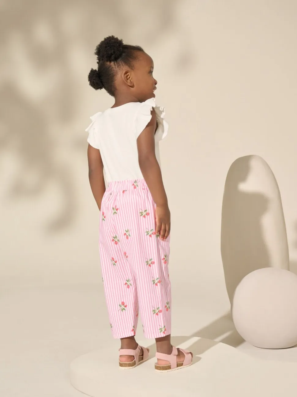 Rose fraise Imprimé - Pantalons à enfiler (3mois-7ans)