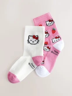 Rose Hello Kitty - Paquet de 2 chaussettes de cheville en coton riche