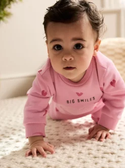 Rose imprimé cœur - Barboteuse bébé en jersey (0mois à3ans)