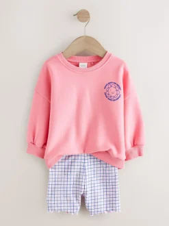 Rose imprimé zébré - Ensemble Sweat-shirt & Shorts à Col rond (3mois-7ans)