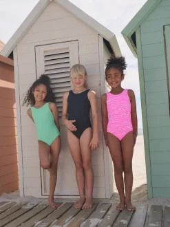 Rose imprimé zébré - Maillot de bain Effet froissé (3-16ans)