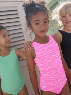 Rose imprimé zébré - Maillot de bain Effet froissé (3-16ans)