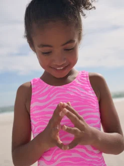 Rose imprimé zébré - Maillot de bain Effet froissé (3-16ans)
