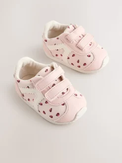 Rose motif coccinelles - Baskets Bébé à fermeture par contact (0-24mois)