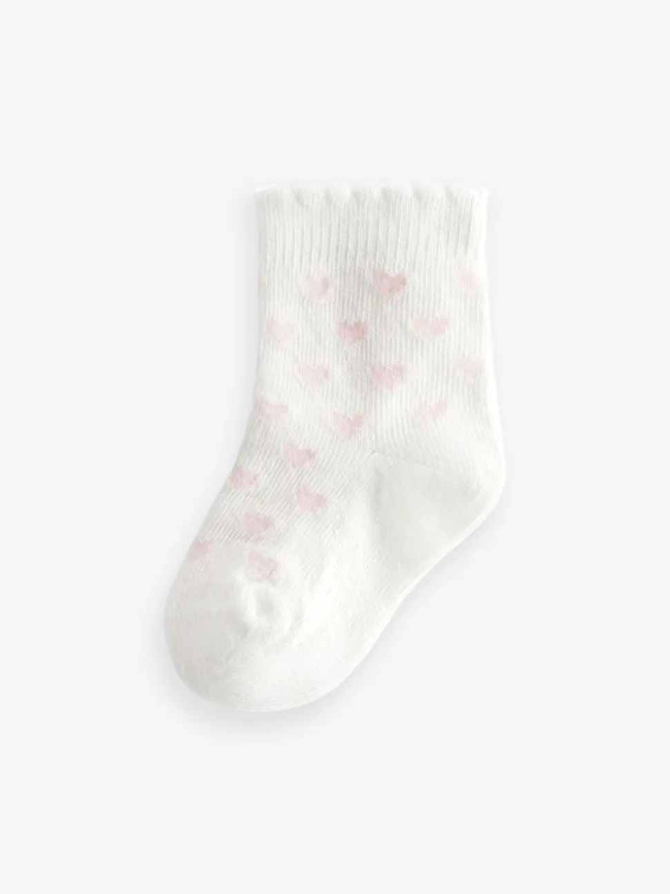 Rose motif cœur et rayures - Lot de 5 chaussettes pour bébé (0mois-2ans)