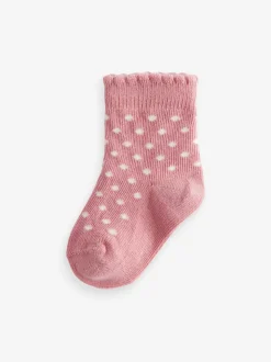Rose motif cœur et rayures - Lot de 5 chaussettes pour bébé (0mois-2ans)