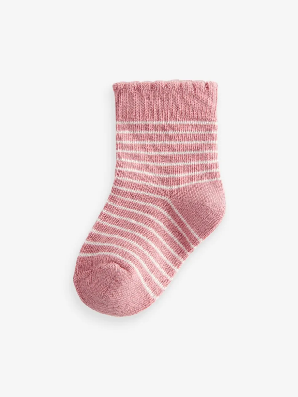 Rose motif cœur et rayures - Lot de 5 chaussettes pour bébé (0mois-2ans)