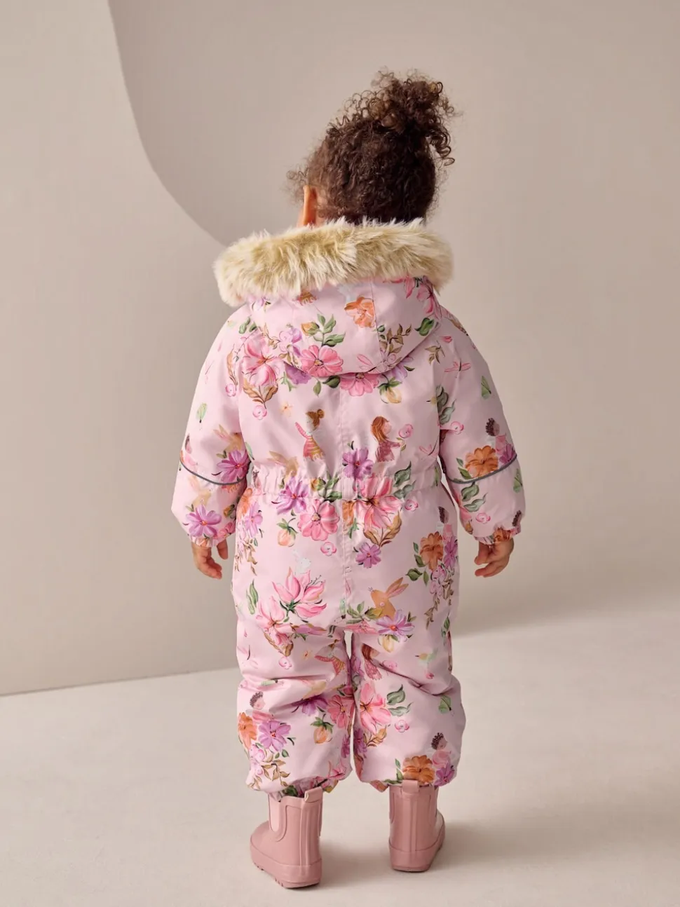 Rose motif fée - Combinaison de neige imperméable imprimée (3mths-7yrs)