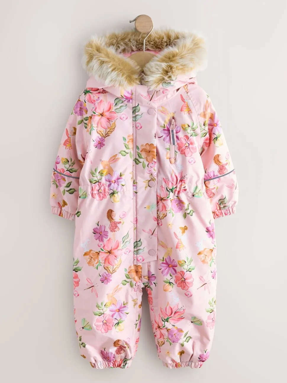 Rose motif fée - Combinaison de neige imperméable imprimée (3mths-7yrs)