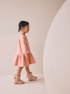 Rose motif fée - Robe en molleton à taille basse (3mois7ans)