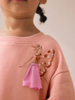 Rose motif fée - Robe en molleton à taille basse (3mois7ans)