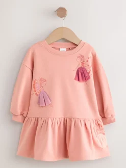 Rose motif fée - Robe en molleton à taille basse (3mois7ans)