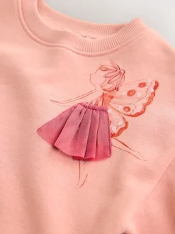 Rose motif fée - Robe en molleton à taille basse (3mois7ans)