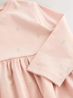 Rose motif fée - Robe ornée à manches longues (3mois7ans)