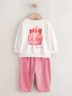 Rose motif gâteau - Ensemble Sweat-shirt et jogging Coupe ballon (3mois -7ans)