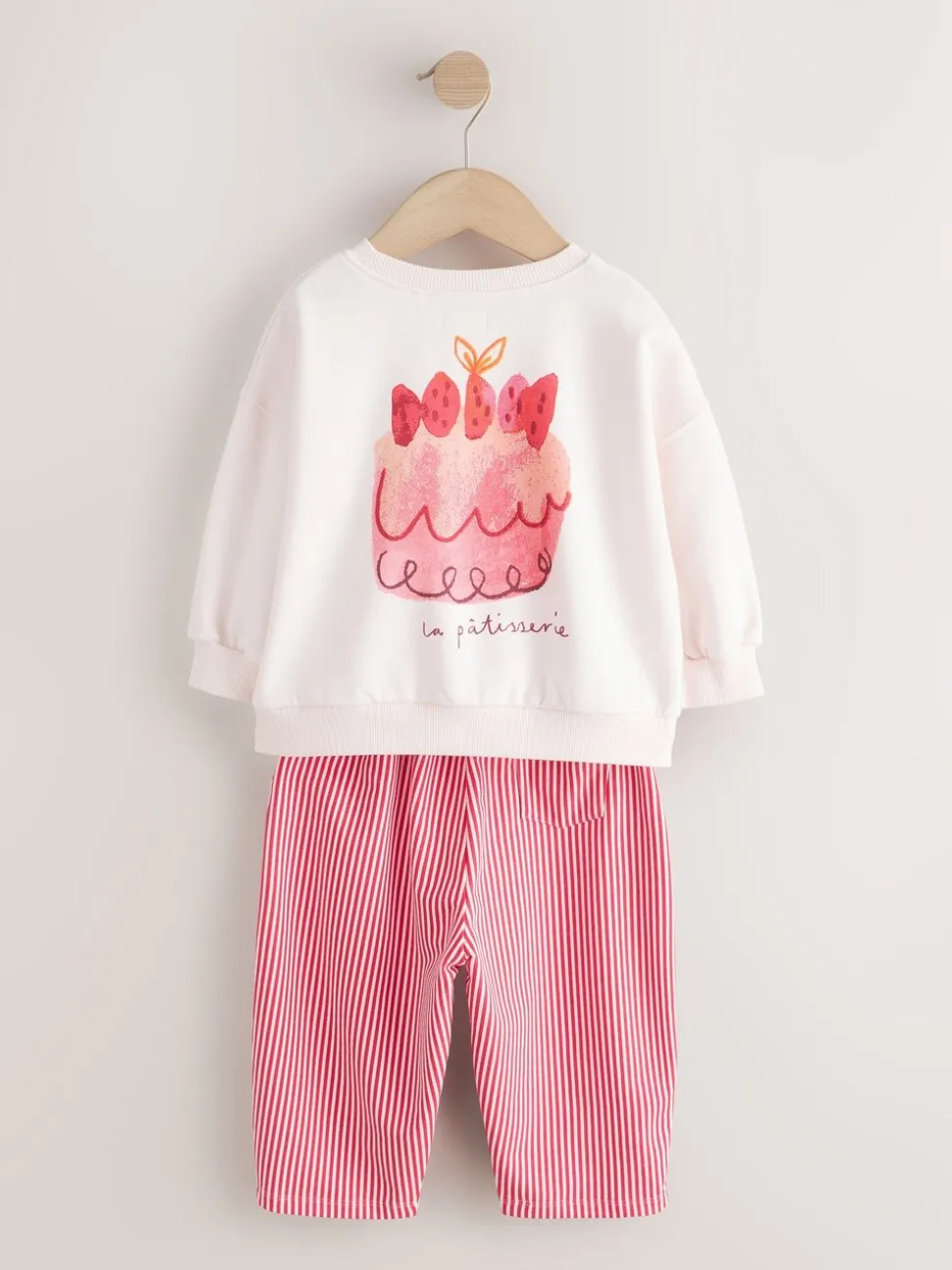 Rose motif gâteau - Ensemble Sweat-shirt et jogging Coupe ballon (3mois -7ans)
