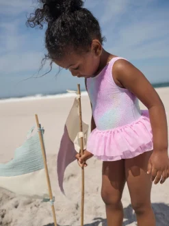 Rose métallisé - Maillot de bain Tutu en maille (3mois7ans)