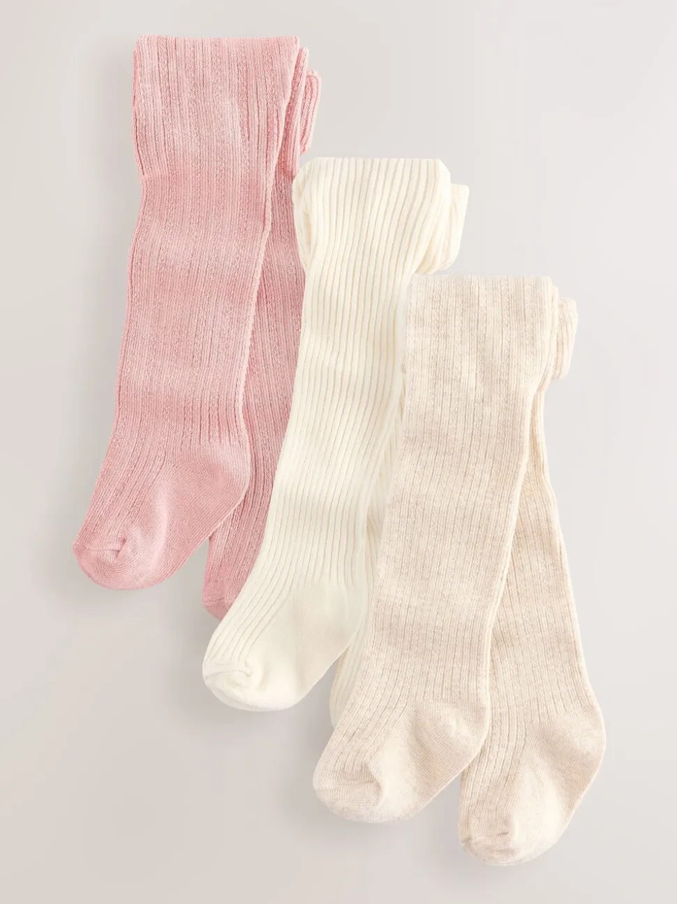 Rose neutre texturé - Lot de 3 collants bébé (0 mois-2 ans)