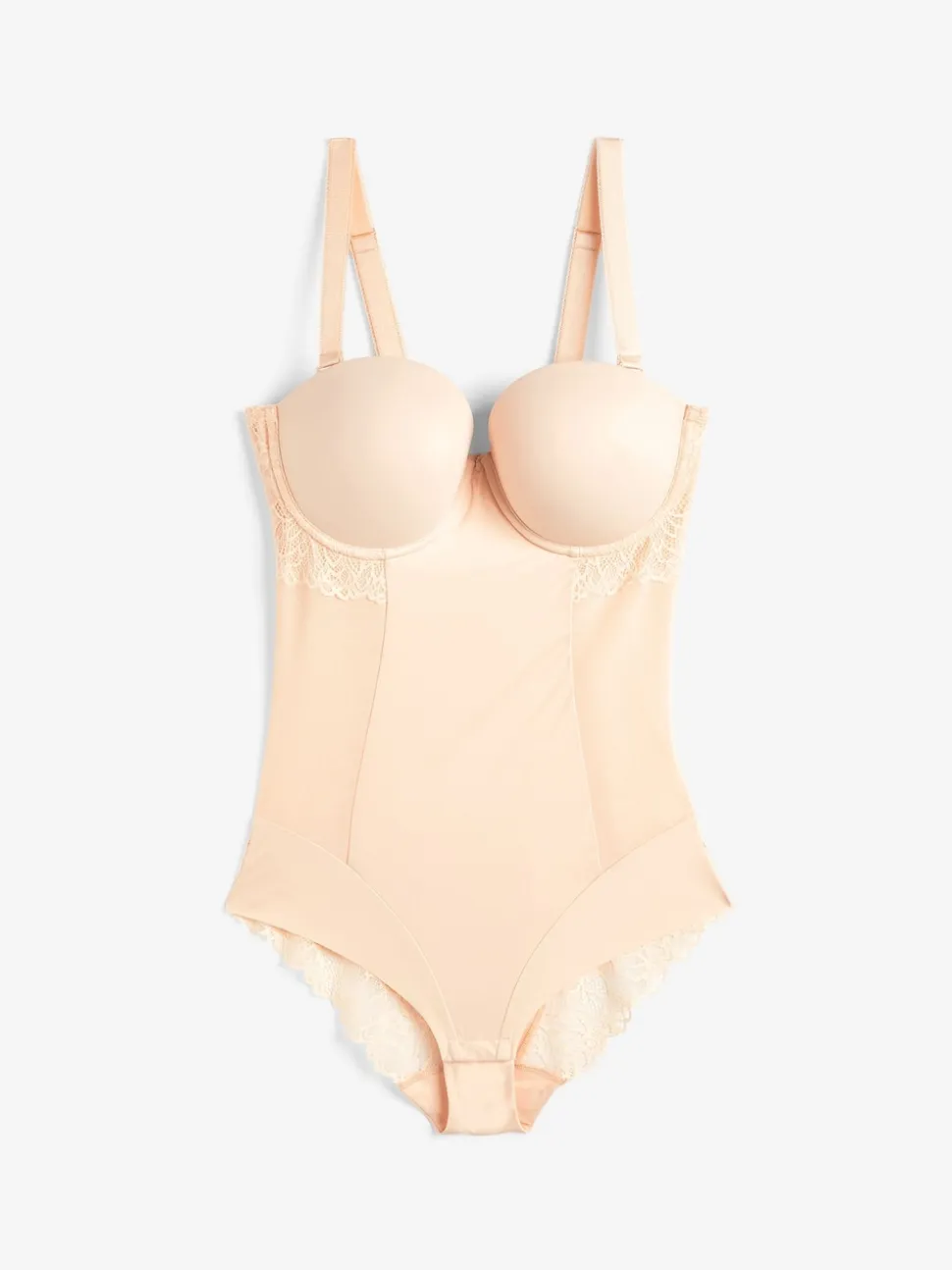 Rose Nude - Corps en dentelle légèrement rembourré avec contrôle du ventre ferme DD+