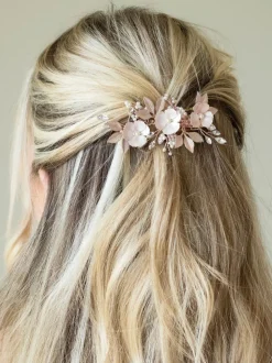 Rose Or - Ivory & Co Pince à fleurs émaillées et cristaux de gardénia