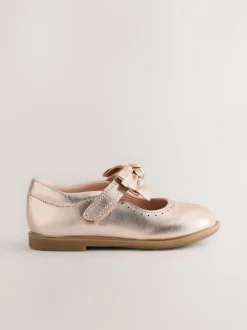 Rose Or - Nœud Leather Fermeture par contact Chaussures