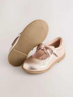 Rose Or - Nœud Leather Fermeture par contact Chaussures