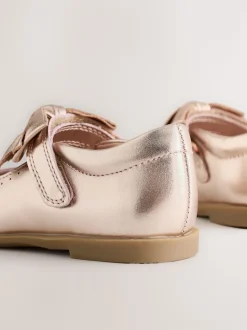 Rose Or - Nœud Leather Fermeture par contact Chaussures