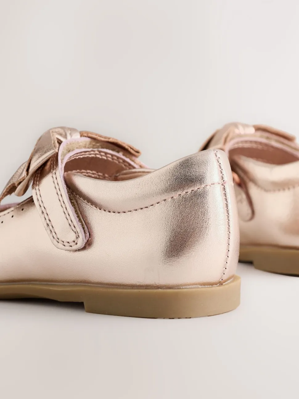 Rose Or - Nœud Leather Fermeture par contact Chaussures