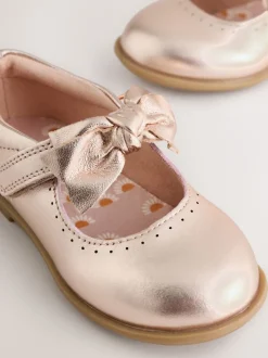 Rose Or - Nœud Leather Fermeture par contact Chaussures