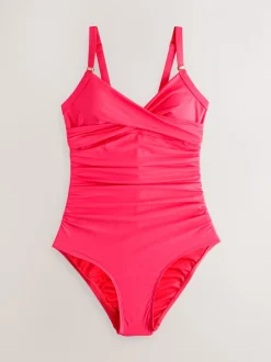 Rose pastèque - Maillot de bain moulant avec contrôle du ventre