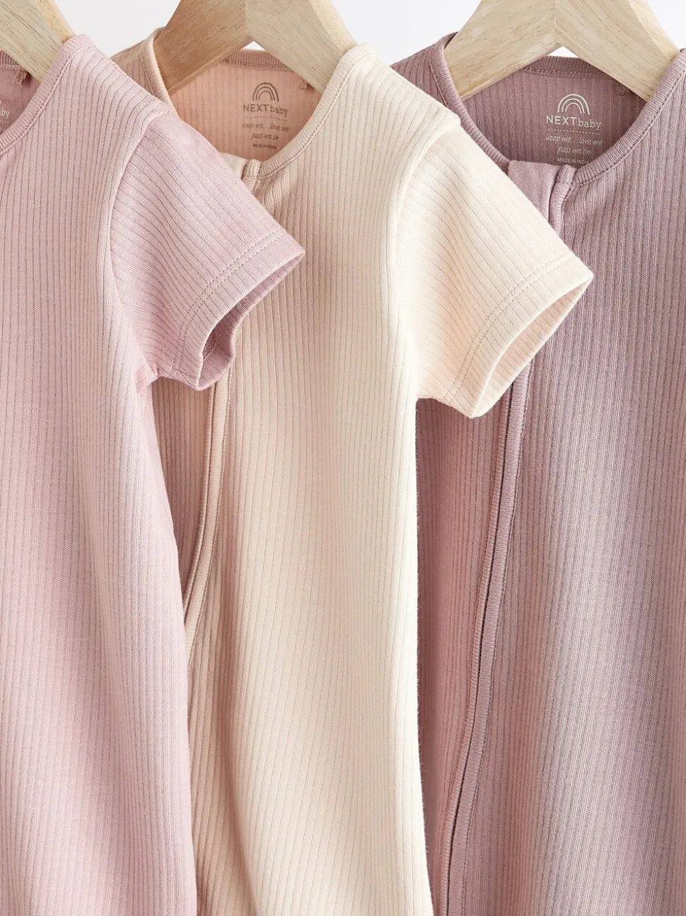 Rose pâle - Lot de 3 barboteuses zippées bidirectionnelles pour bébé (0mois3ans)