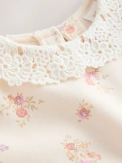 Rose pâle à petites fleurs - Ensemble Sweat-shirt et Leggings à col (3mois-7ans)