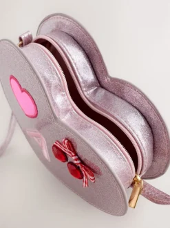 Rose pâle/métallisé - Sac à initiale cœur de gemme