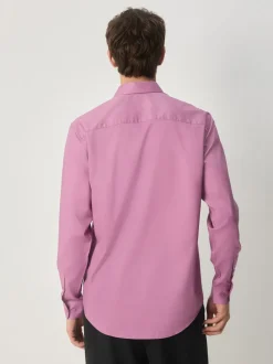 Rose poudré - Ajustement régulier - Chemise élégante texturée facile d’entretien à poignets simples