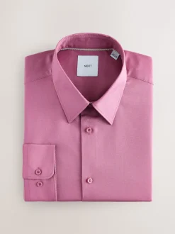 Rose poudré - Ajustement régulier - Chemise élégante texturée facile d’entretien à poignets simples