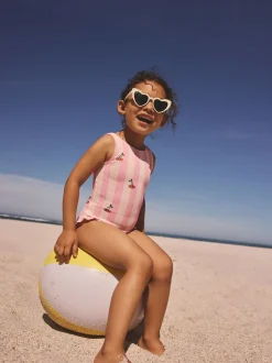 Rose rayé cerise - Maillot de bain à franges (3mths-7yrs)