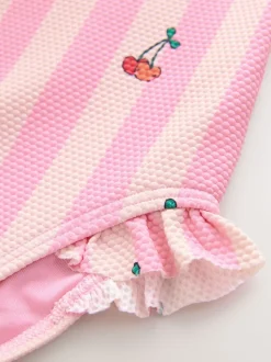 Rose rayé cerise - Maillot de bain à franges (3mths-7yrs)