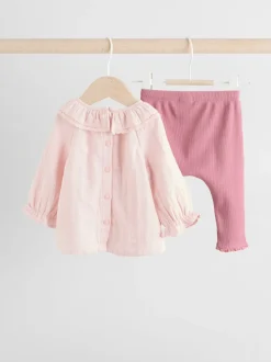 Rose rose - Haut bébé à manches longues et leggings Ensemble 2 pièces (0mois-2ans)