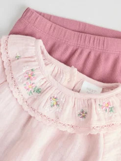 Rose rose - Haut bébé à manches longues et leggings Ensemble 2 pièces (0mois-2ans)