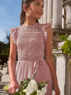 Rose rose - Lipsy Peignoir d'occasion en dentelle à manches volantes (5-16ans)