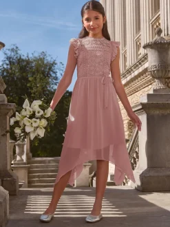 Rose rose - Lipsy Peignoir d'occasion en dentelle à manches volantes (5-16ans)