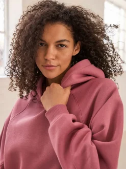 Rose rose - Sweat à capuche long épais décontracté